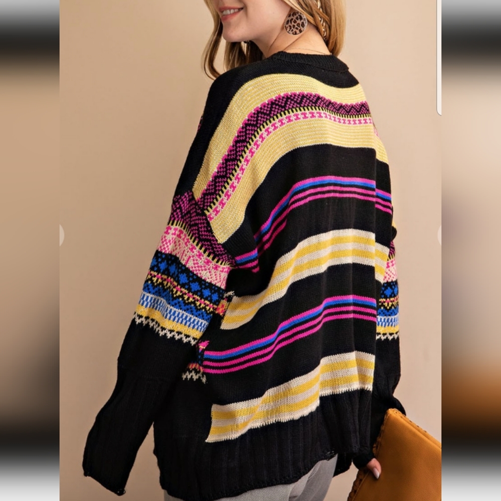 π₯³Sale Easel bohemian distressed multi color lightweight sweatshirt - Picture 2 of 5
